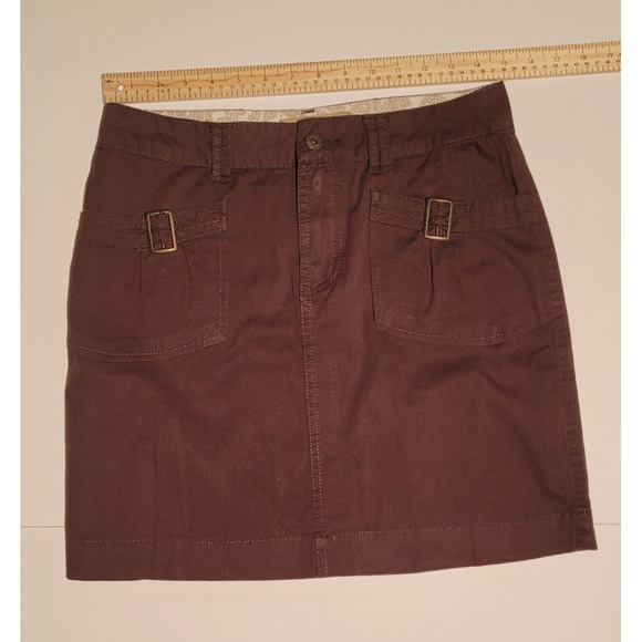 Denver‎ Hayes Women's Brown Cotton Mini Skirt Size 6 Four Pockets - Picture 2 of 6